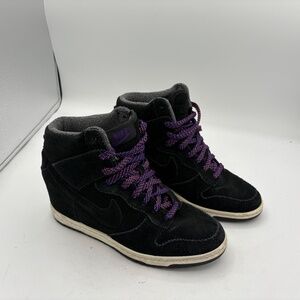 Nike Dunk Sky High Black Suede Court Purple Hidden Wedge Sneaker Women’s 8.5 US